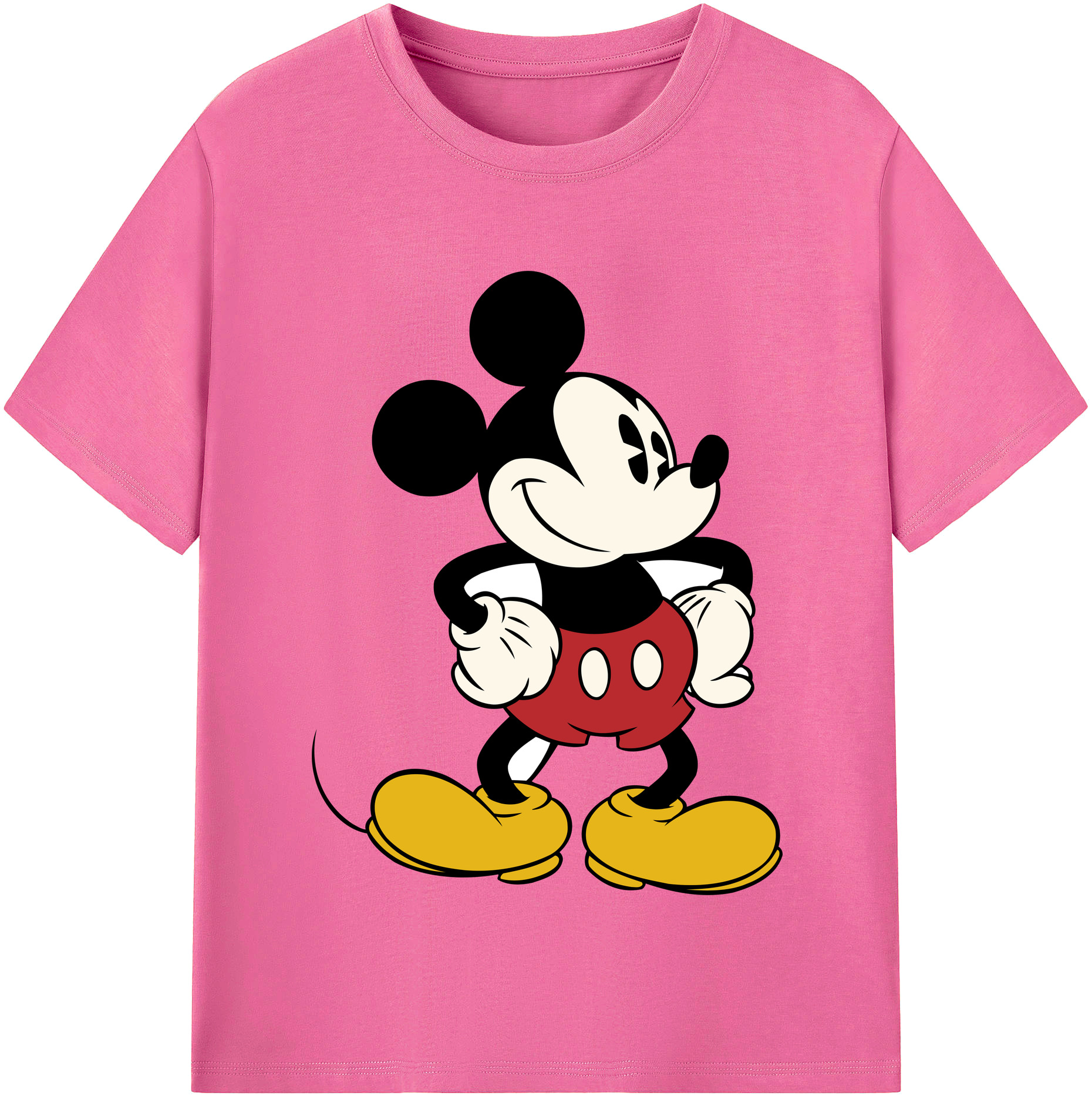 （画像用） ミッキーマウス Mickey Mouse レディースカジュアルプリントTシャツ（綿100％）